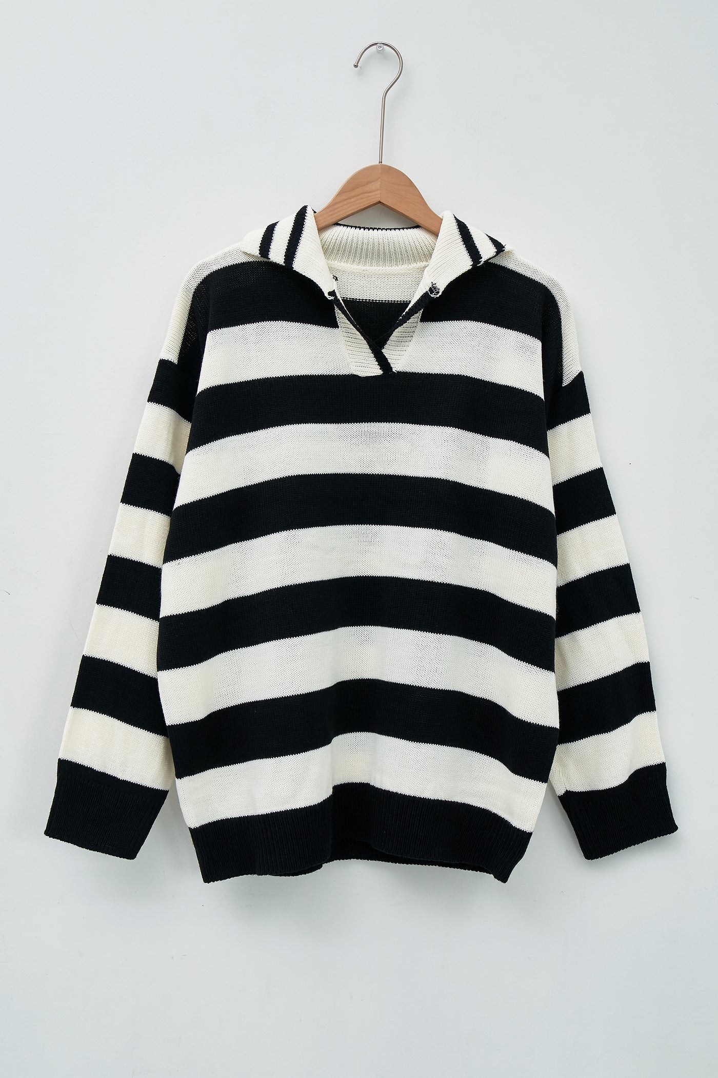 storets.com Rosy Stripe Collar Sweater