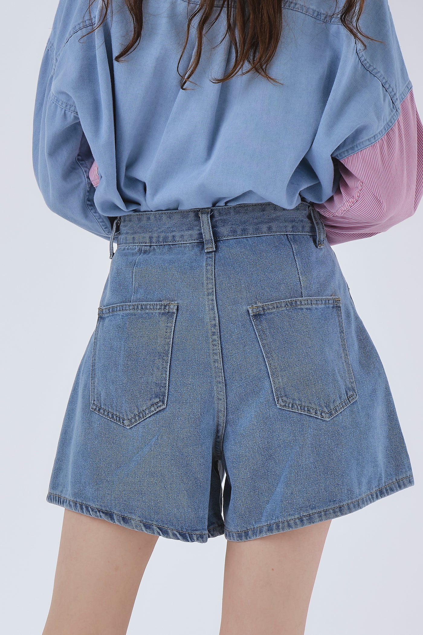 storets.com Zoe Pintucked Denim Shorts