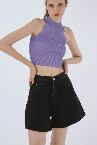 storets.com Zoe Pintucked Denim Shorts