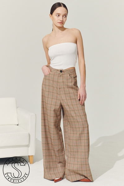 storets.com Re:born Mya Wide Leg Pants in Plaid