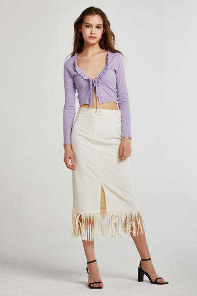 storets.com Luna Ruffle Trim Cropped Cardigan