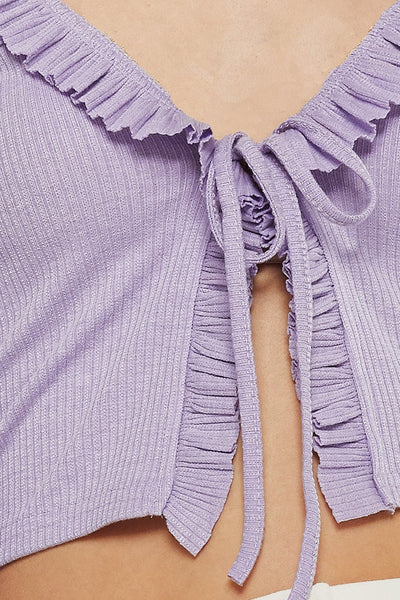 storets.com Luna Ruffle Trim Cropped Cardigan