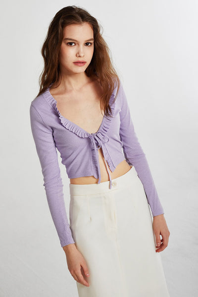 storets.com Luna Ruffle Trim Cropped Cardigan