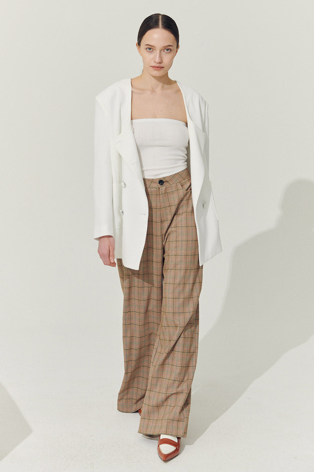 storets.com Re:born Mya Wide Leg Pants in Plaid