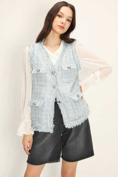 storets.com Rosalee Tweed Sleeveless Jacket