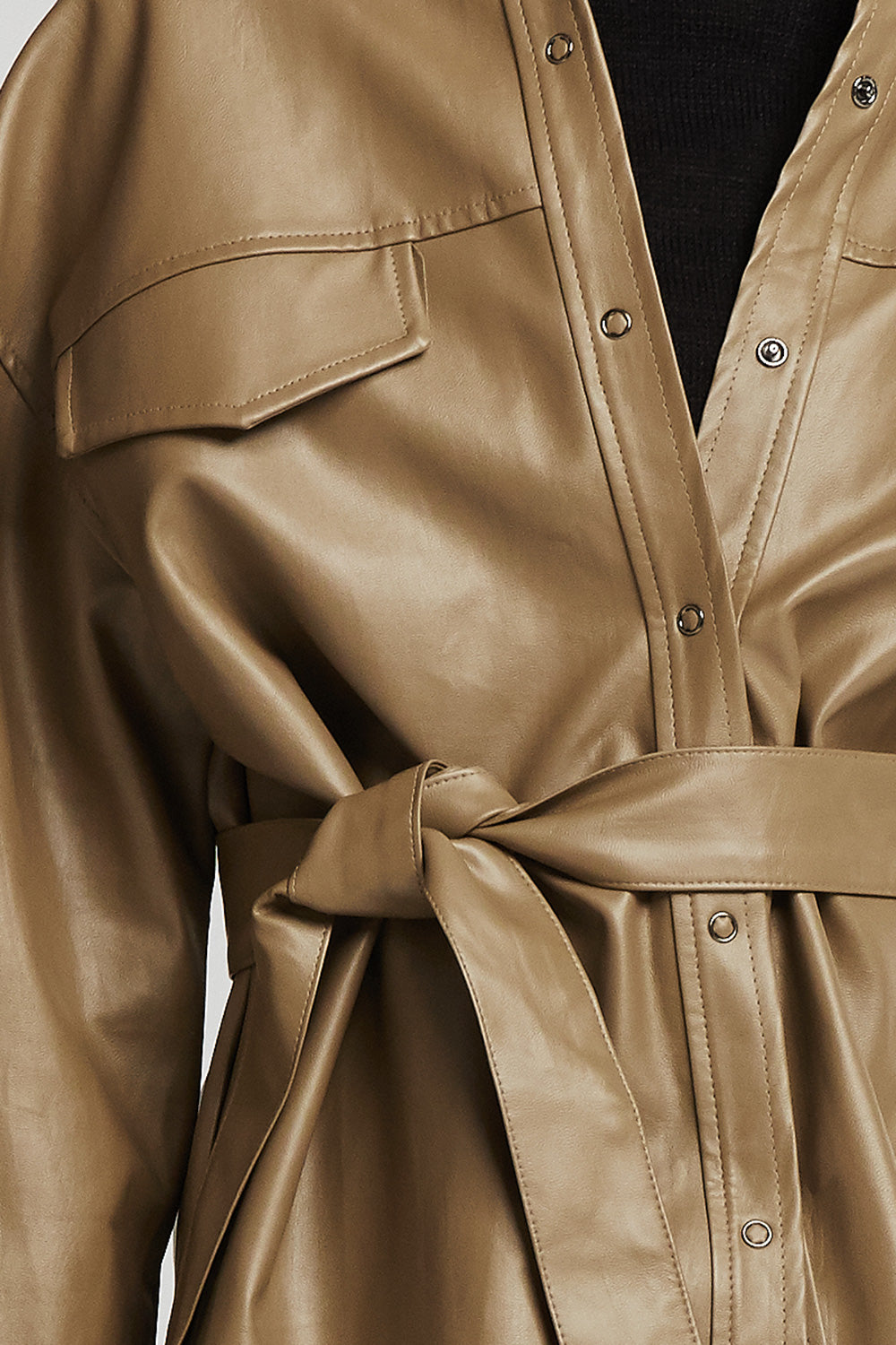 storets.com Louise Oversized Pleather Shirt w/Belt