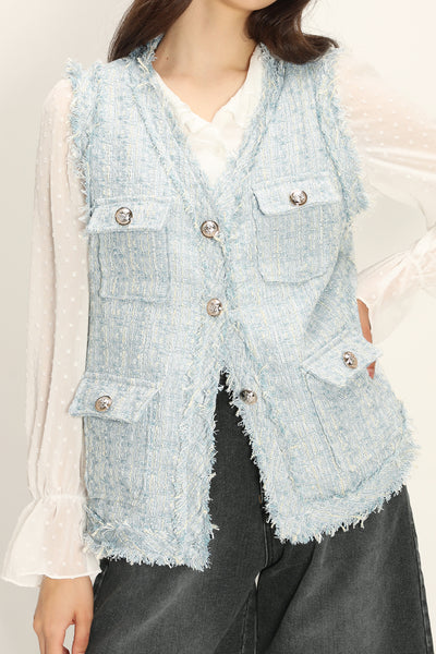 storets.com Rosalee Tweed Sleeveless Jacket