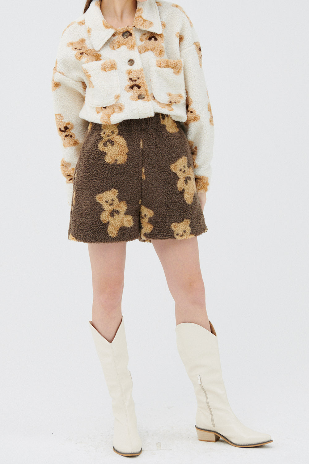 storets.com Sunny Teddy Faux Shearling Shorts
