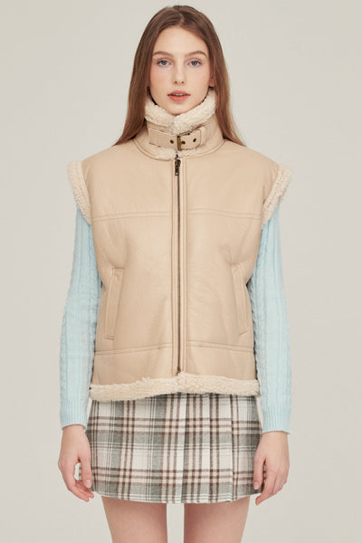 storets.com Daniela Pleather Shearling Vest