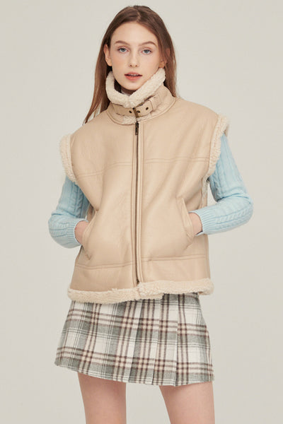 storets.com Daniela Pleather Shearling Vest