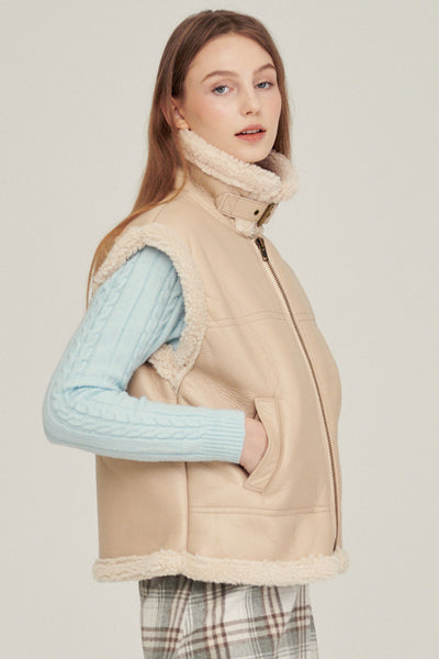storets.com Daniela Pleather Shearling Vest