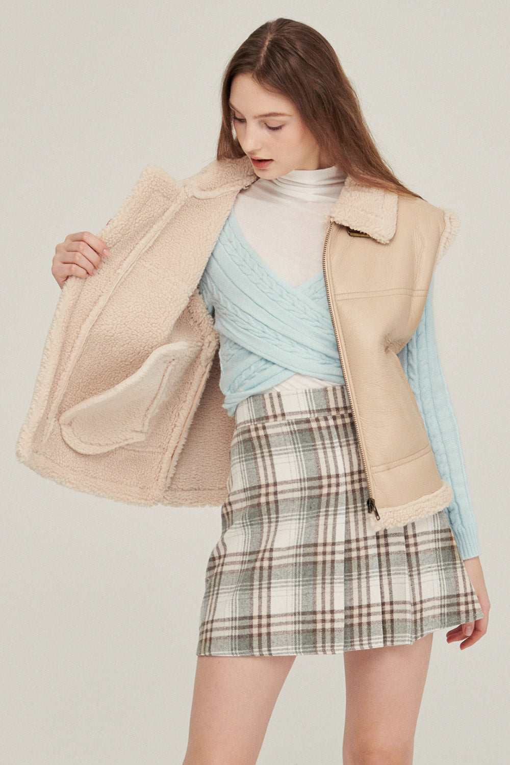 storets.com Daniela Pleather Shearling Vest