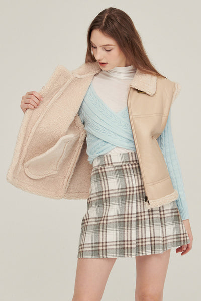 storets.com Daniela Pleather Shearling Vest