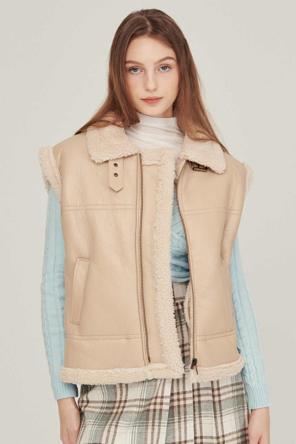 storets.com Daniela Pleather Shearling Vest