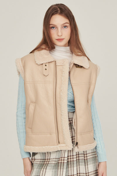 storets.com Daniela Pleather Shearling Vest