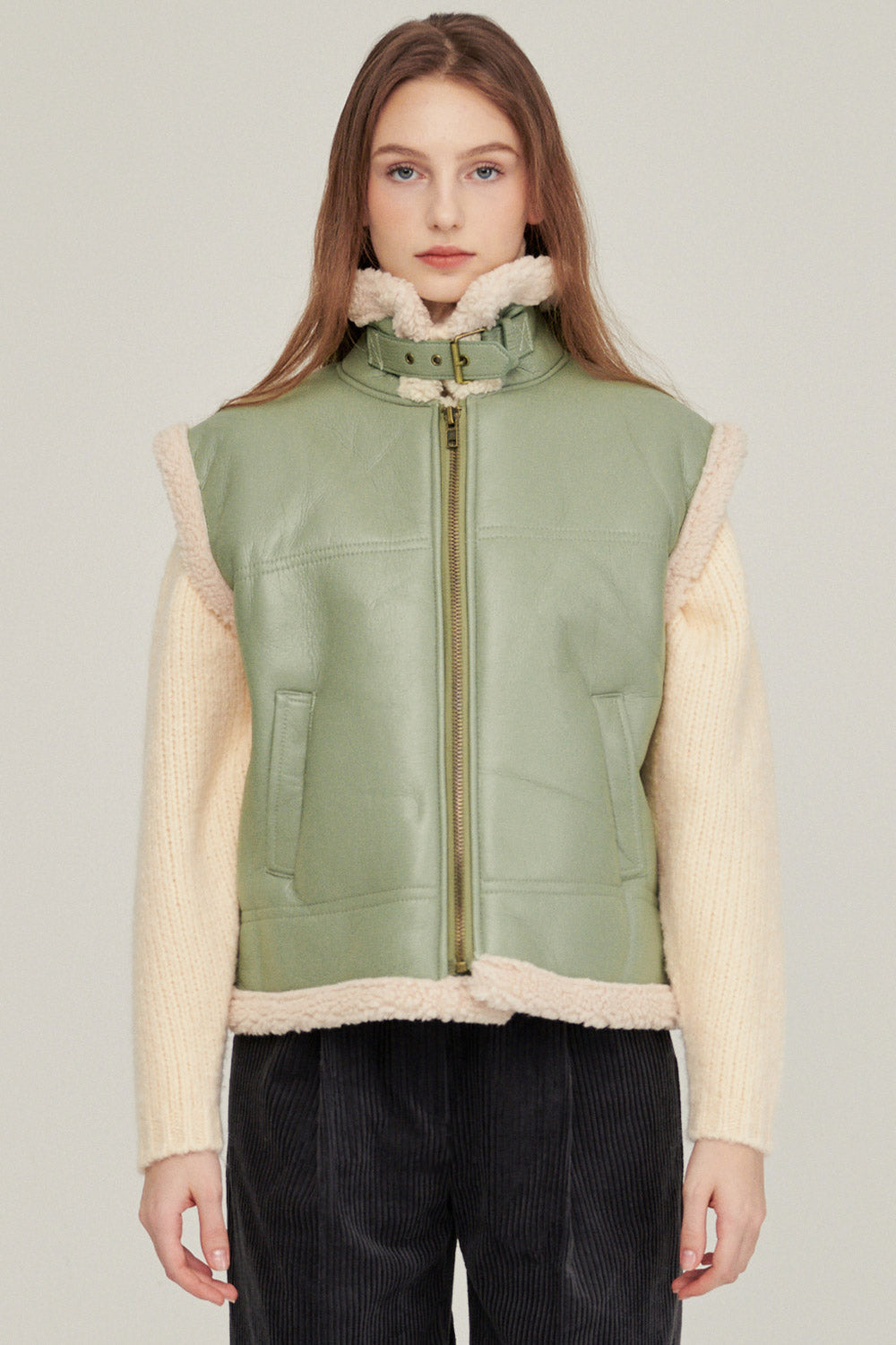 storets.com Daniela Pleather Shearling Vest