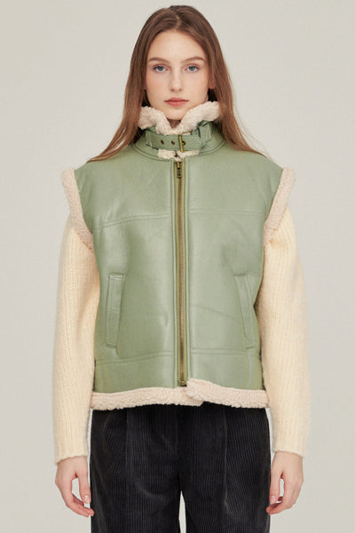 storets.com Daniela Pleather Shearling Vest