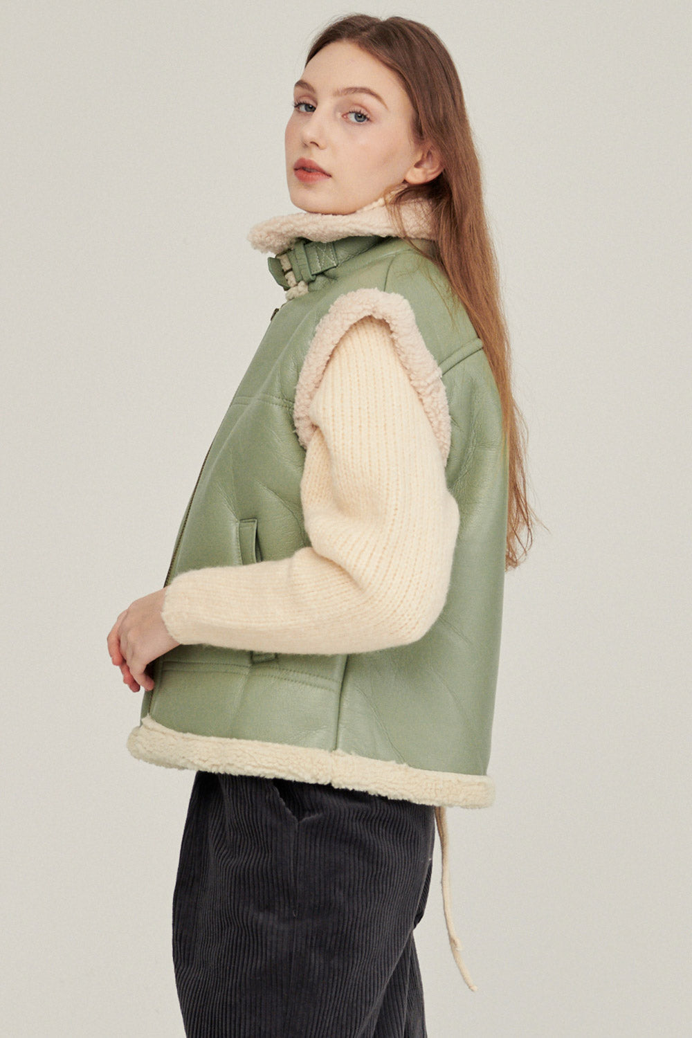 storets.com Daniela Pleather Shearling Vest