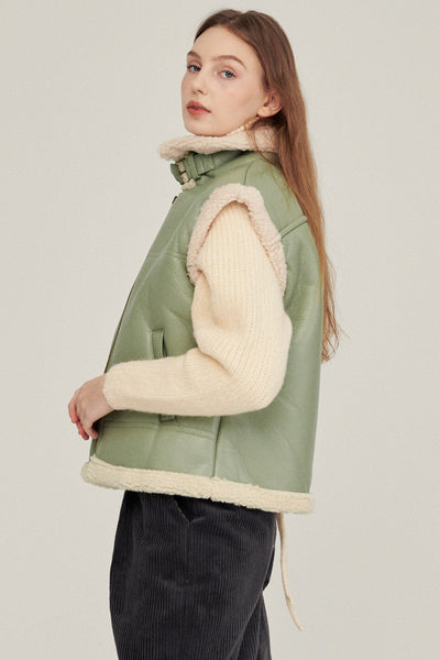 storets.com Daniela Pleather Shearling Vest