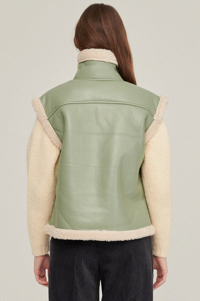 storets.com Daniela Pleather Shearling Vest