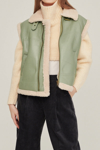 storets.com Daniela Pleather Shearling Vest