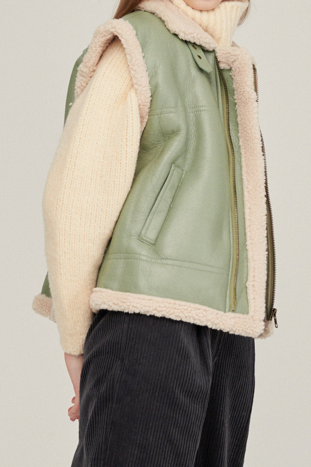 storets.com Daniela Pleather Shearling Vest