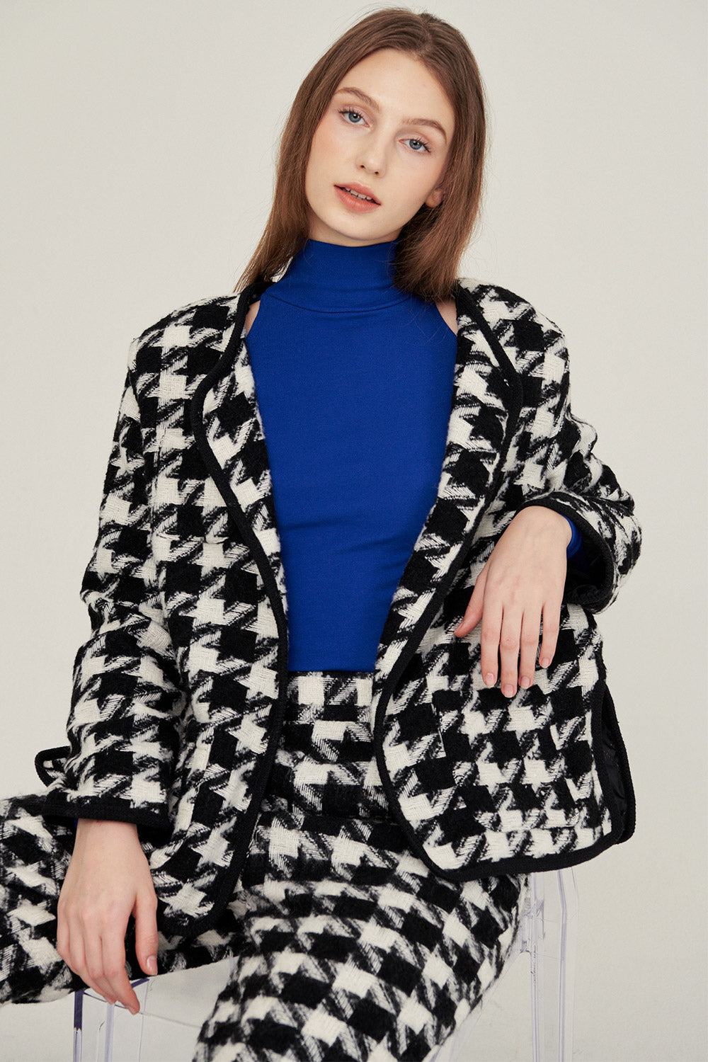 storets.com Nour Houndstooth Open Coat