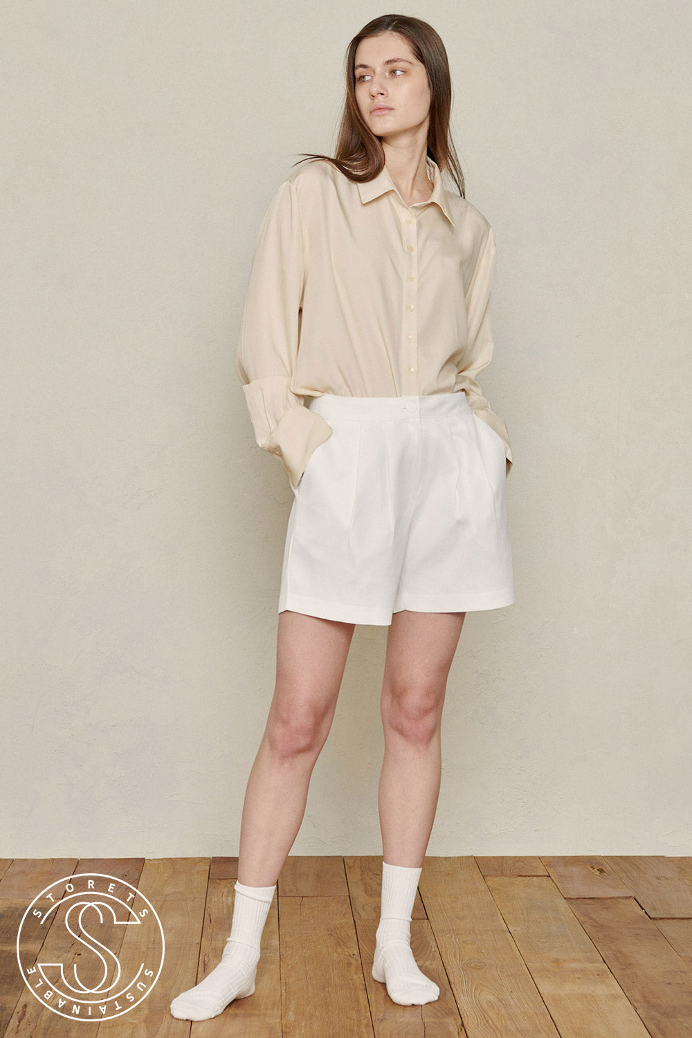 storets.com Recycled Poly Pintucked Shorts