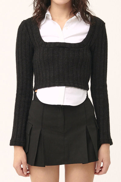storets.com [NEW]Amelia Shirt Inset Crop Top