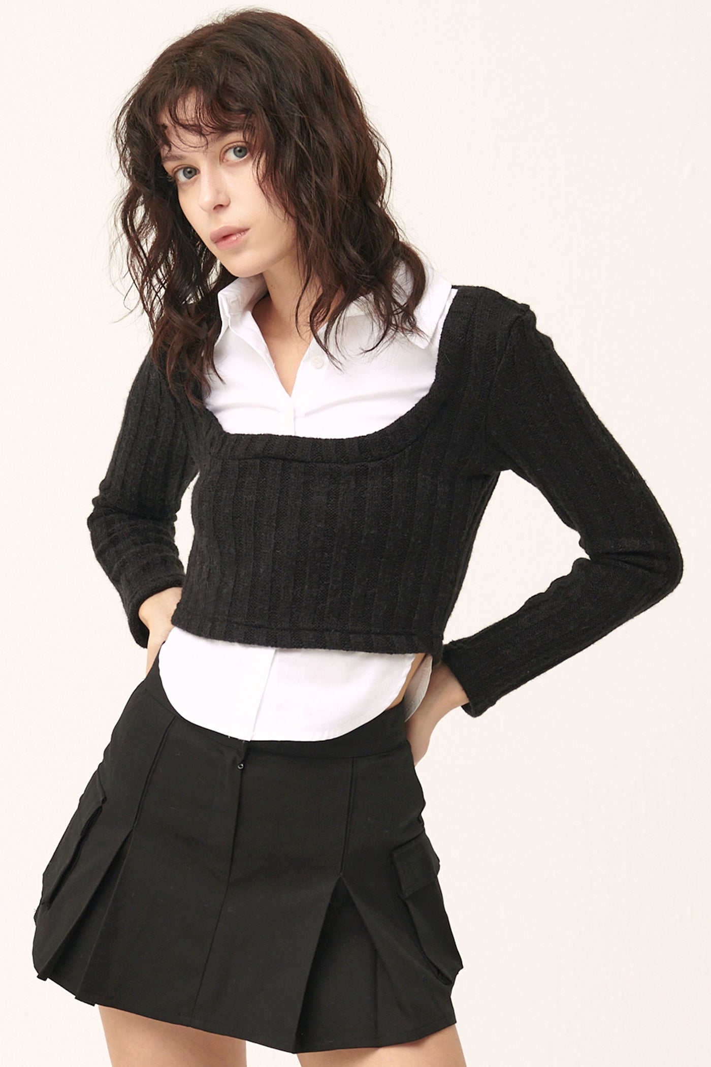 storets.com [NEW]Amelia Shirt Inset Crop Top