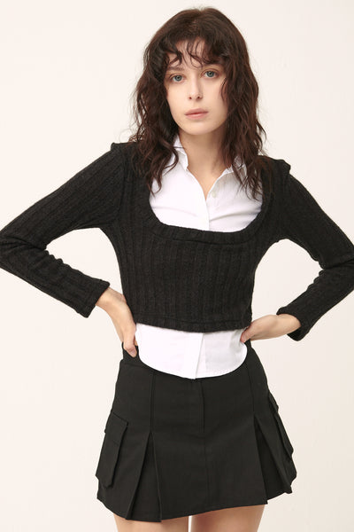 storets.com [NEW]Amelia Shirt Inset Crop Top