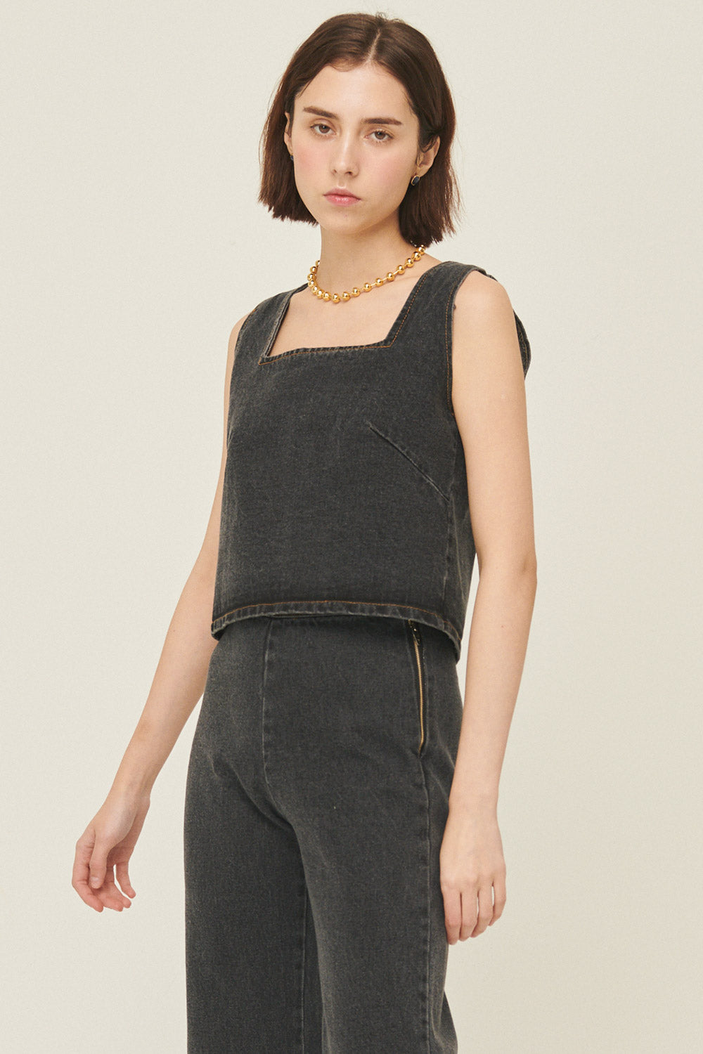 storets.com Harper Sleeveless Denim Top