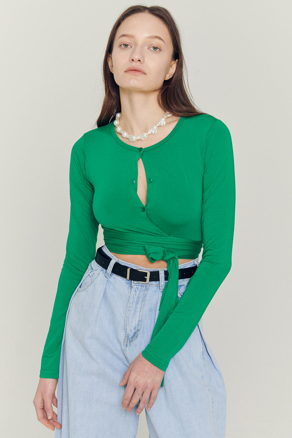 storets.com Mely Buttoned Wrap Top