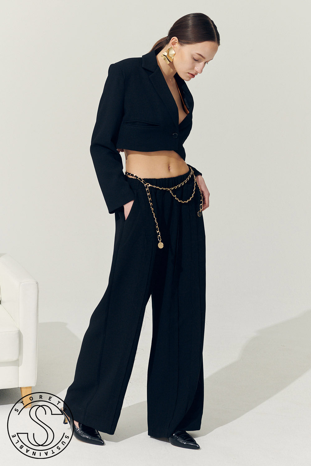 storets.com Re:born Daisy Frayed Trim Wide Pants