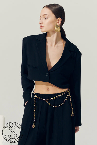 storets.com Re:born Daisy One Button Crop Blazer