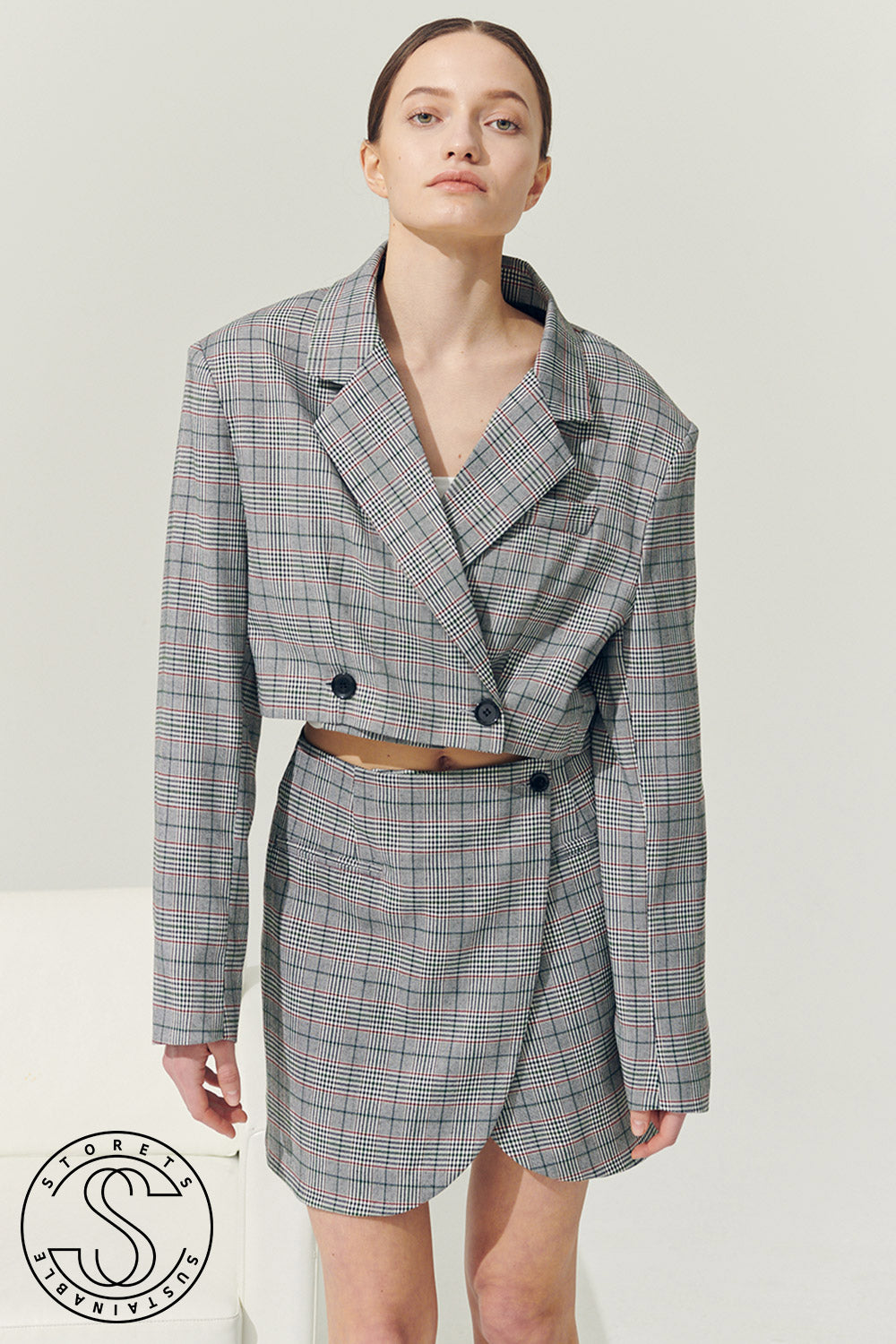 storets.com Re:born Eva Two Button Blazer in Plaid