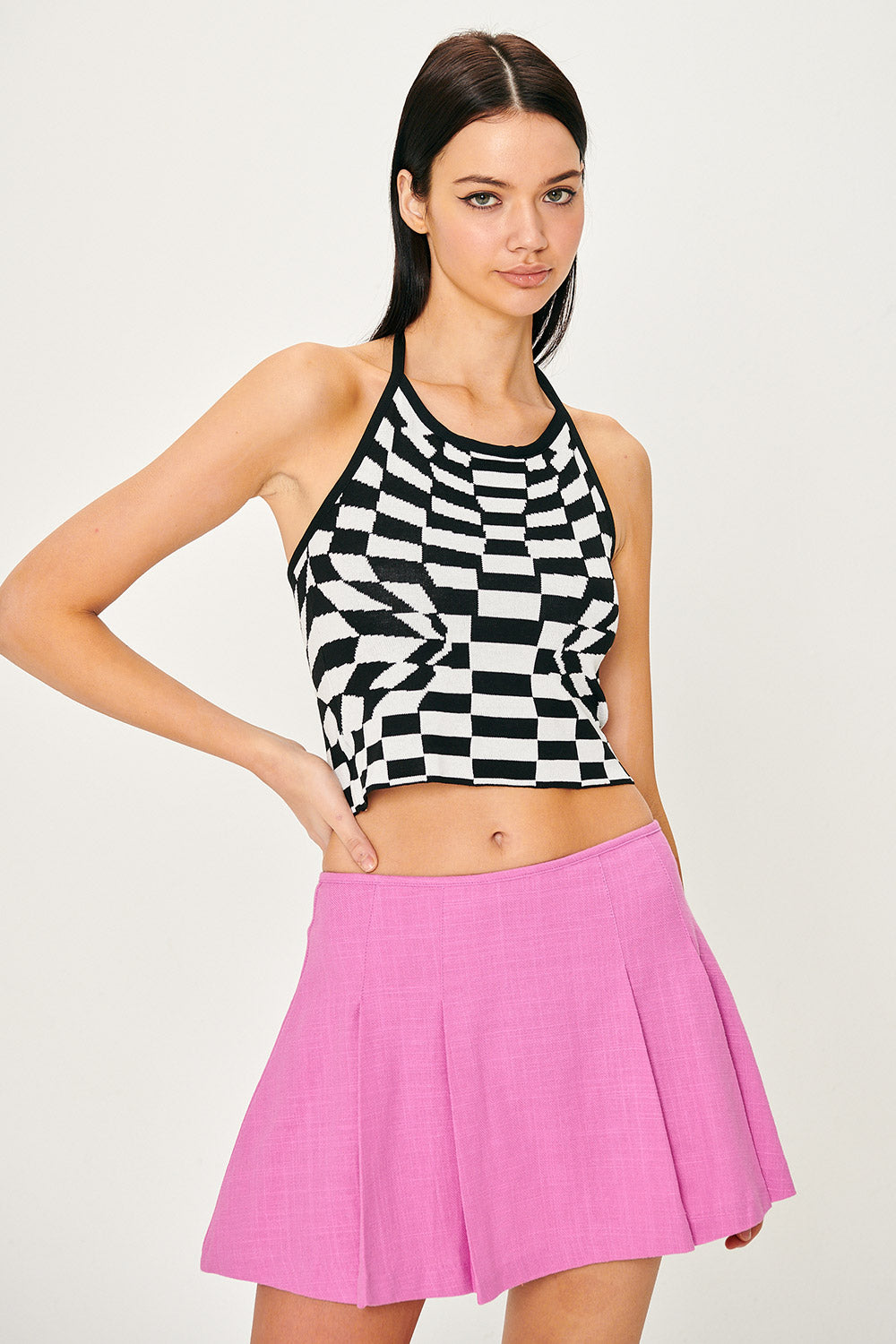 storets.com Skyler Checkerboard Halter Top