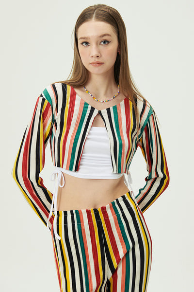 storets.com Nadua Striped Plisse Cardigan