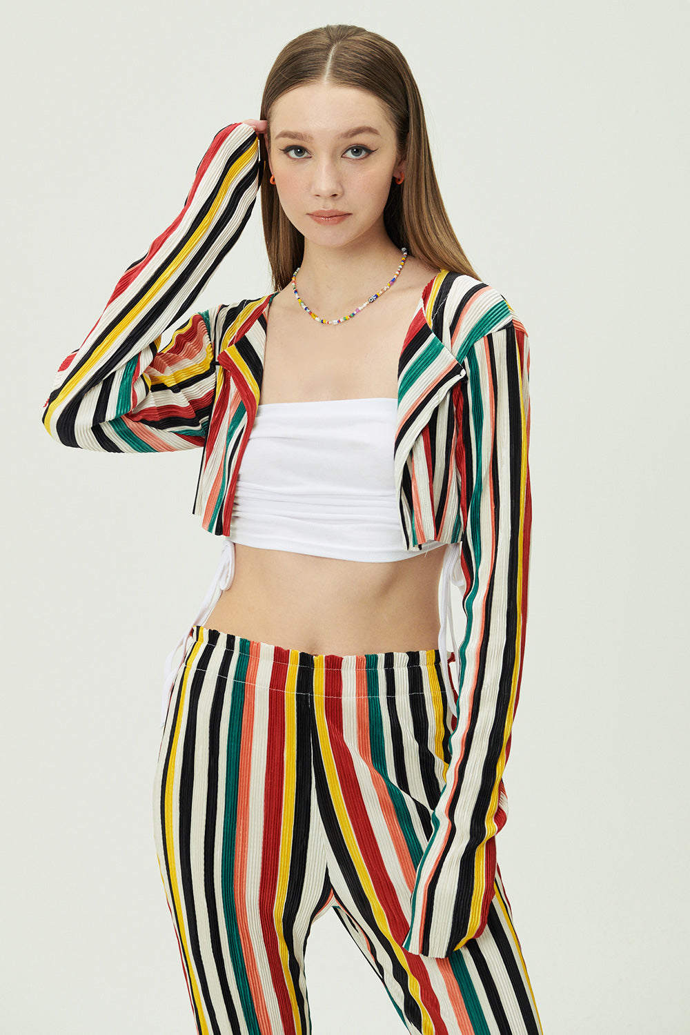 storets.com Nadua Striped Plisse Cardigan