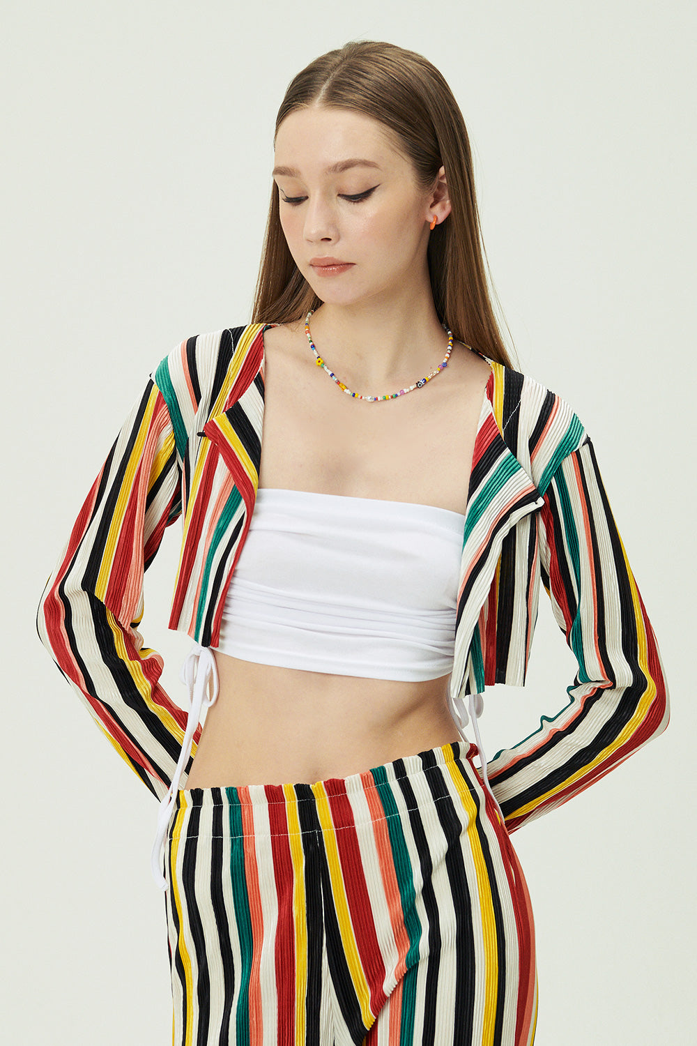 storets.com Nadua Striped Plisse Cardigan