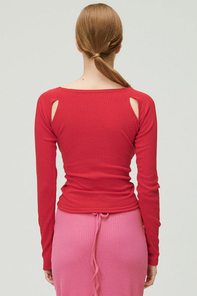 storets.com Ada Cutout Ruched Ribbed Top