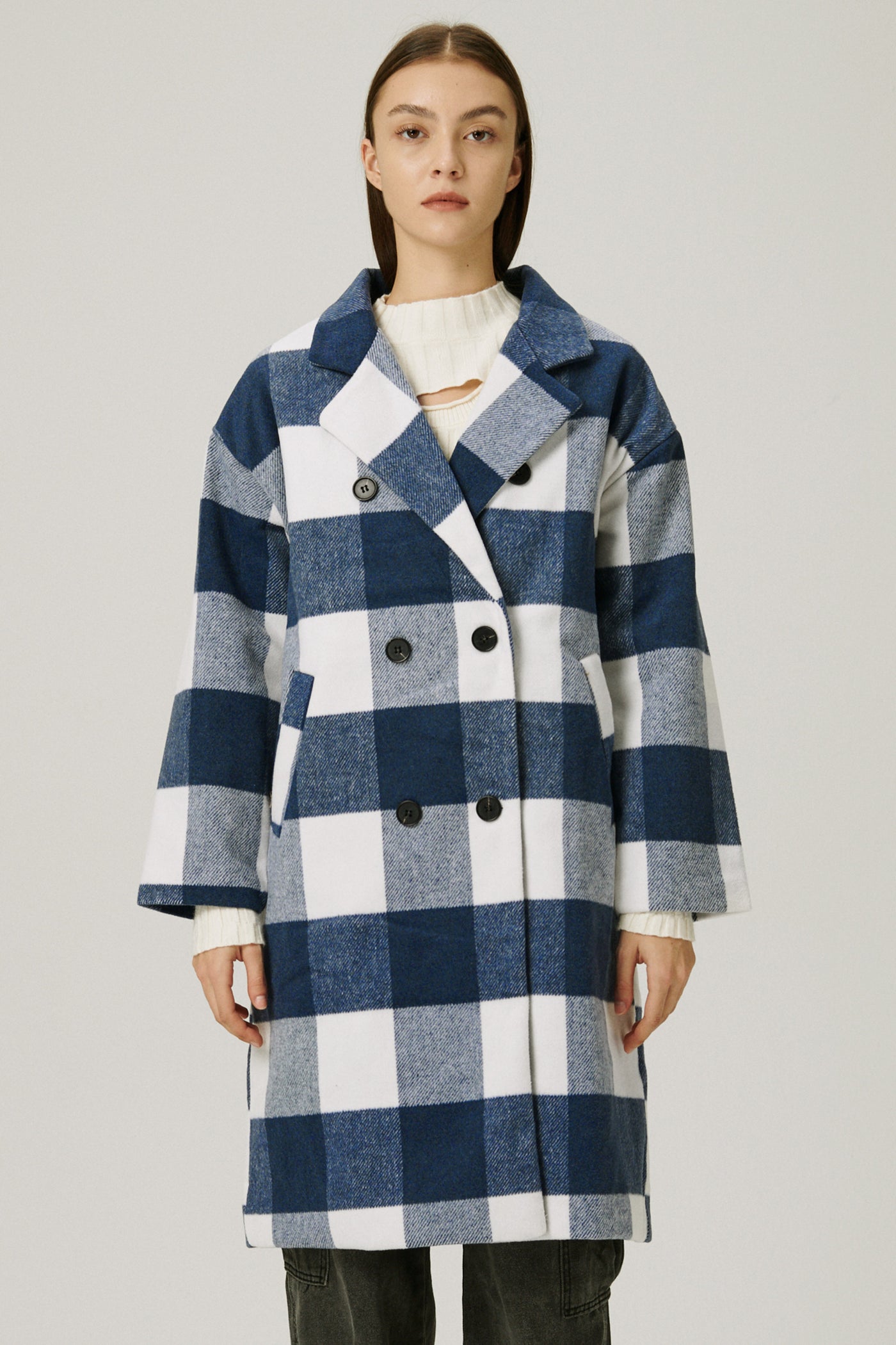 storets.com Dolly Double Breasted Coat in Plaid