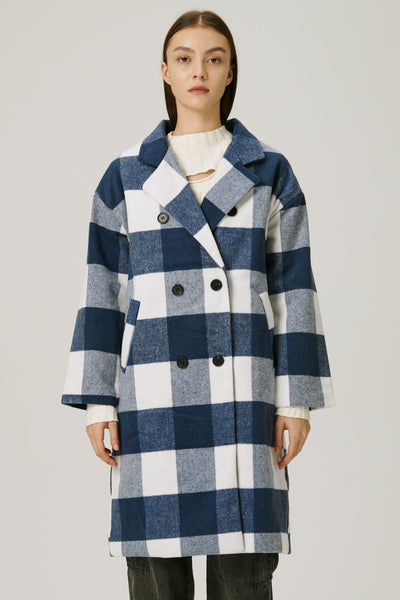 storets.com Dolly Double Breasted Coat in Plaid