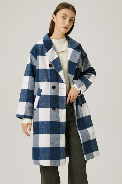 storets.com Dolly Double Breasted Coat in Plaid