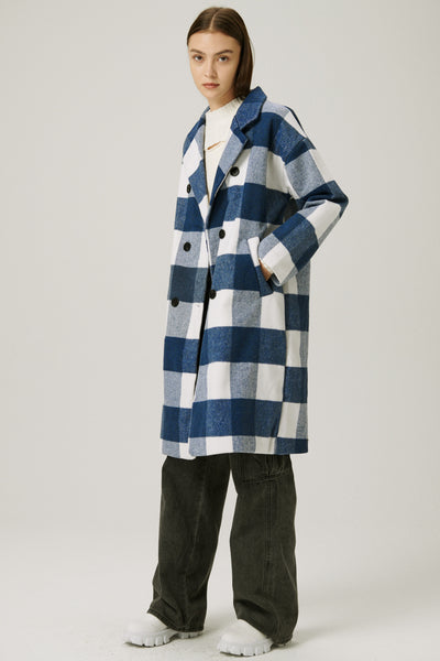 storets.com Dolly Double Breasted Coat in Plaid