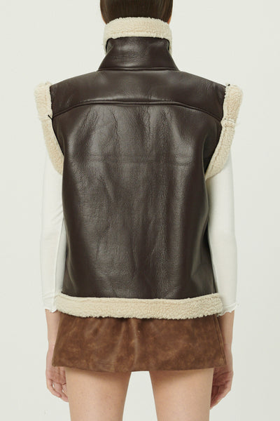 storets.com Daniela Pleather Shearling Vest