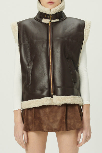 storets.com Daniela Pleather Shearling Vest