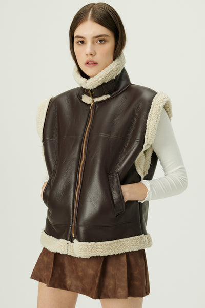 storets.com Daniela Pleather Shearling Vest
