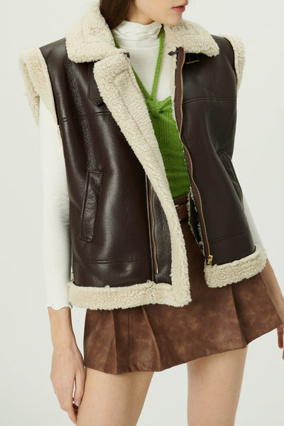 storets.com Daniela Pleather Shearling Vest
