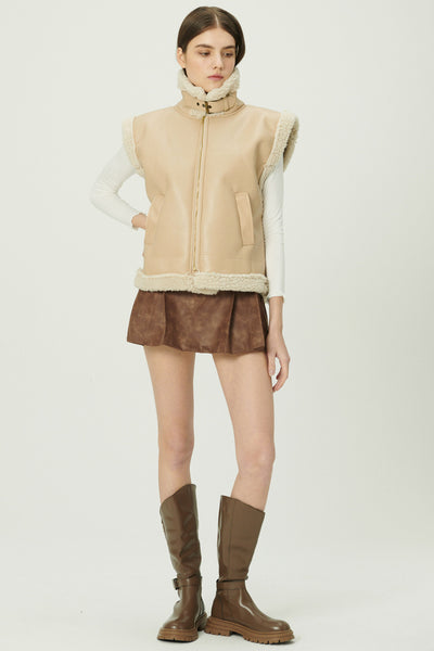 storets.com Daniela Pleather Shearling Vest